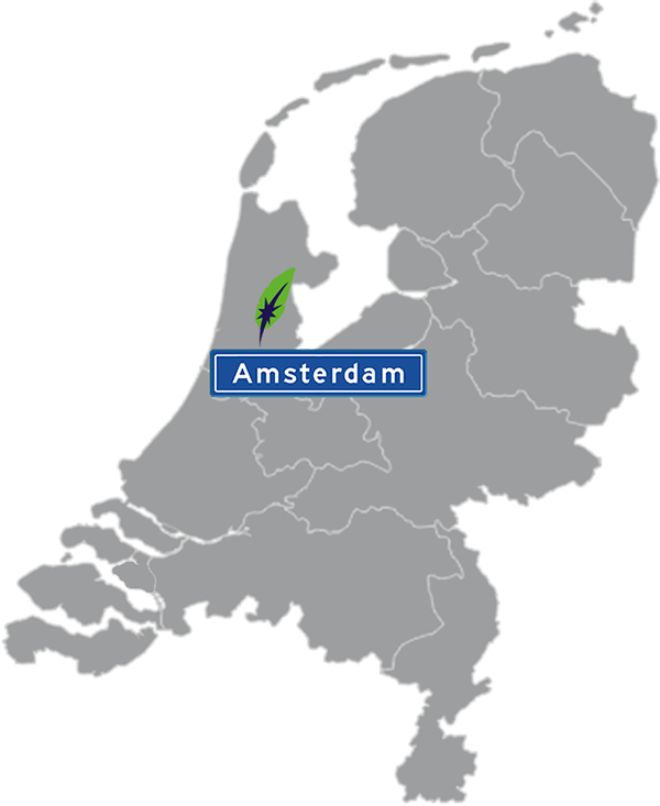 Dagnall Vertaalbureau Haarlem aangegeven op kaart Nederland met blauw plaatsnaambord met witte letters en Dagnall veer - transparante achtergrond - 600 * 733 pixels